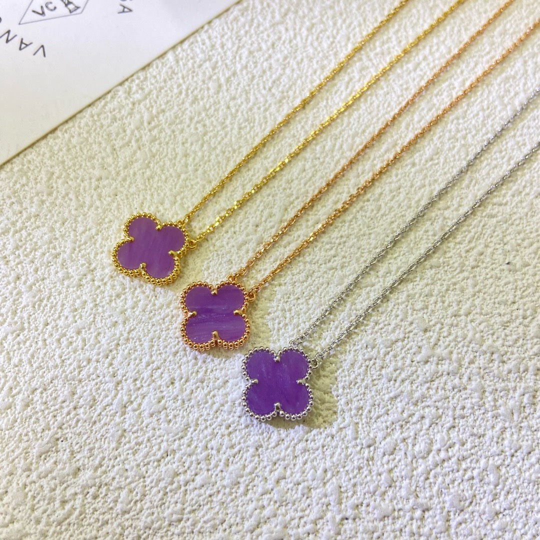 [⭐Mirelle Jewelry]CLOVER 15MM  PURPLE VIOLET NECKLACE
