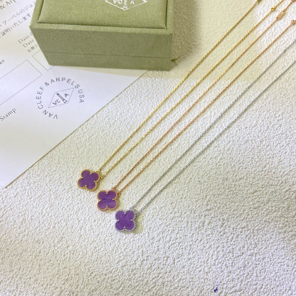 [⭐Mirelle Jewelry]CLOVER 15MM  PURPLE VIOLET NECKLACE