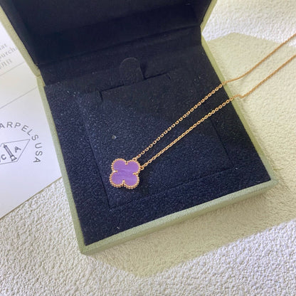 [⭐Mirelle Jewelry]CLOVER 15MM  PURPLE VIOLET NECKLACE