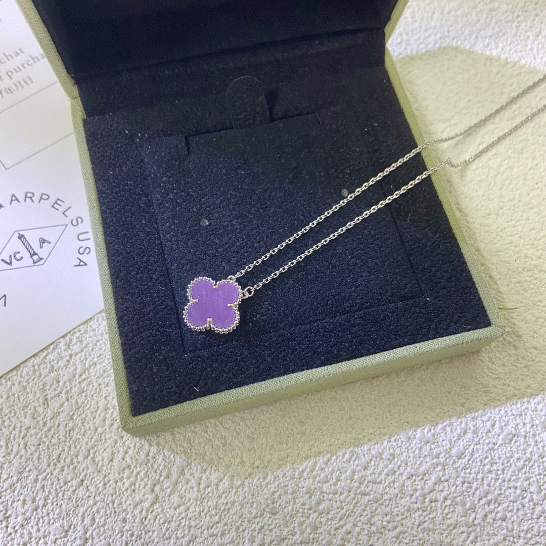 [⭐Mirelle Jewelry]CLOVER 15MM  PURPLE VIOLET NECKLACE