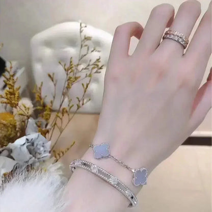 [⭐Mirelle] CLOVER 5 MOTIF PURPLE CHALCEDONY BRACELET COLLECTION