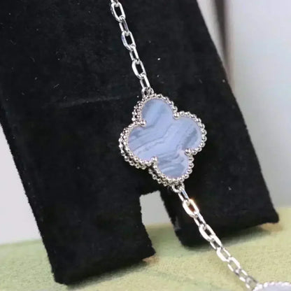 [⭐Mirelle] CLOVER 5 MOTIF PURPLE CHALCEDONY BRACELET COLLECTION