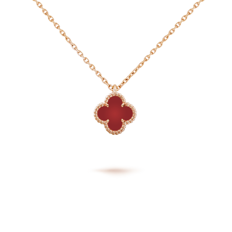 [⭐Mirelle]CLOVER MINI 9.5MM WHITE CARNELIANS NECKLACE