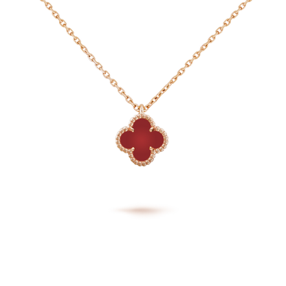 [⭐Mirelle]CLOVER MINI 9.5MM WHITE CARNELIANS NECKLACE