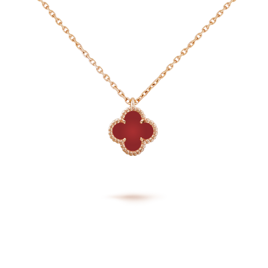 [⭐Mirelle]CLOVER MINI 9.5MM WHITE CARNELIANS NECKLACE