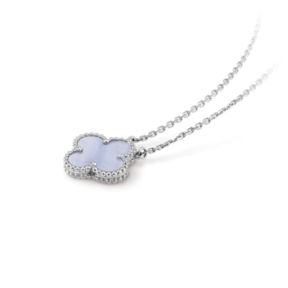 [⭐Mirelle]CLOVER 15MM BLUE CHALCEDONY NECKLACE SILVER