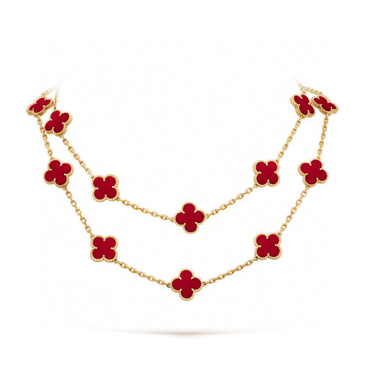 [⭐Mirelle]CLOVER 20 MOTIFS CARNELIAN NECKLACE