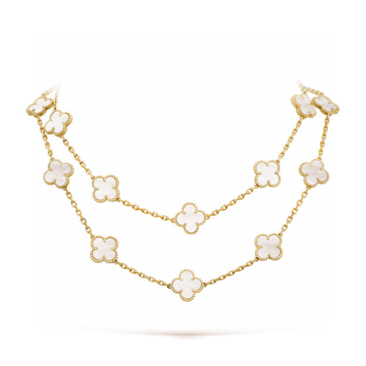 [⭐Mirelle]CLOVER 20 MOTIFS WHITE MOP NECKLACE