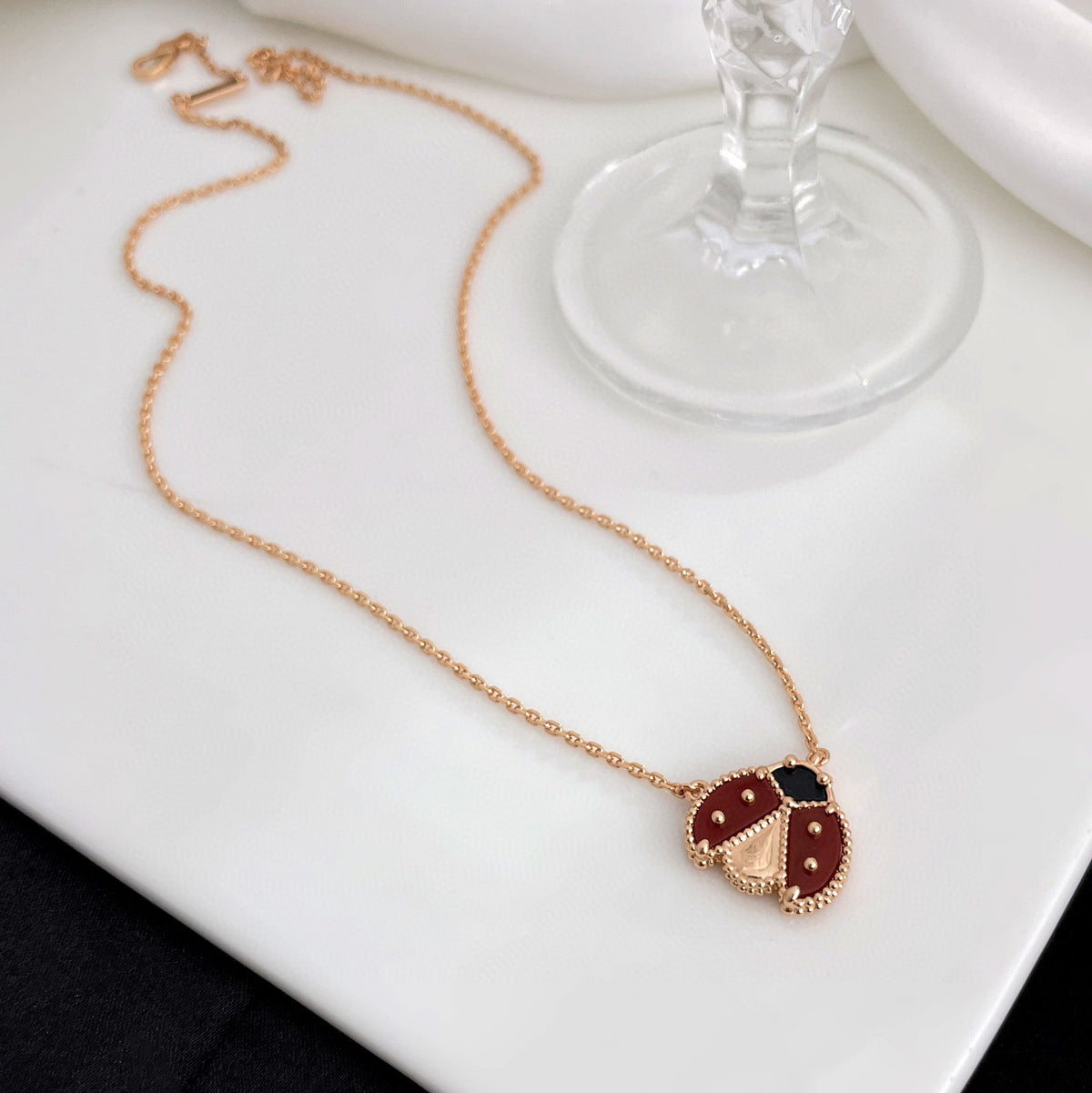 [⭐Mirelle]LUCKY  CARNELIANS LADYBUG NECKLACE