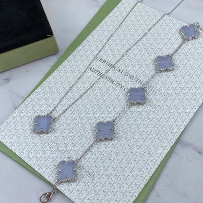 [⭐Mirelle] CLOVER 5 MOTIF PURPLE CHALCEDONY BRACELET COLLECTION