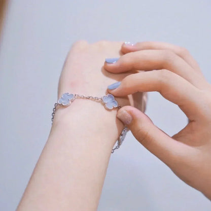 [⭐Mirelle] CLOVER 5 MOTIF PURPLE CHALCEDONY BRACELET COLLECTION