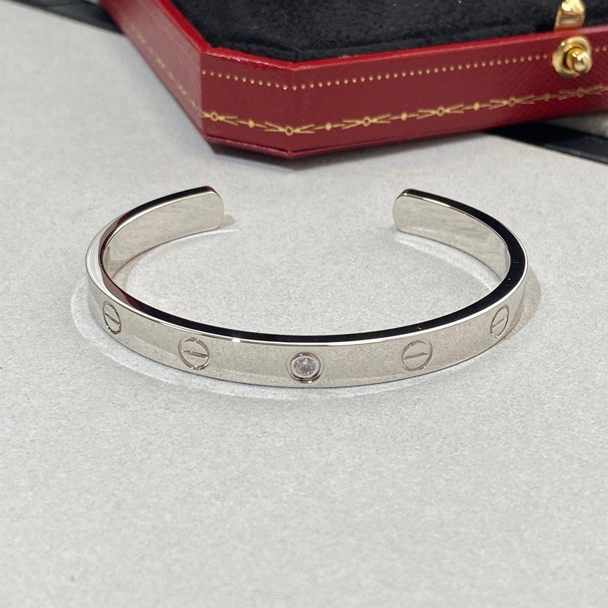 [⭐Mirelle]LOVE BRACELET 6.1MM 1 DIAMOND OPEN CUFF