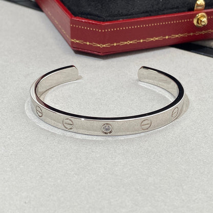[⭐Mirelle]LOVE BRACELET 6.1MM 1 DIAMOND OPEN CUFF