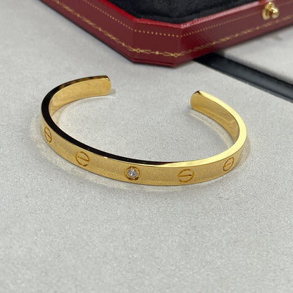 [⭐Mirelle]LOVE BRACELET 6.1MM 1 DIAMOND OPEN CUFF