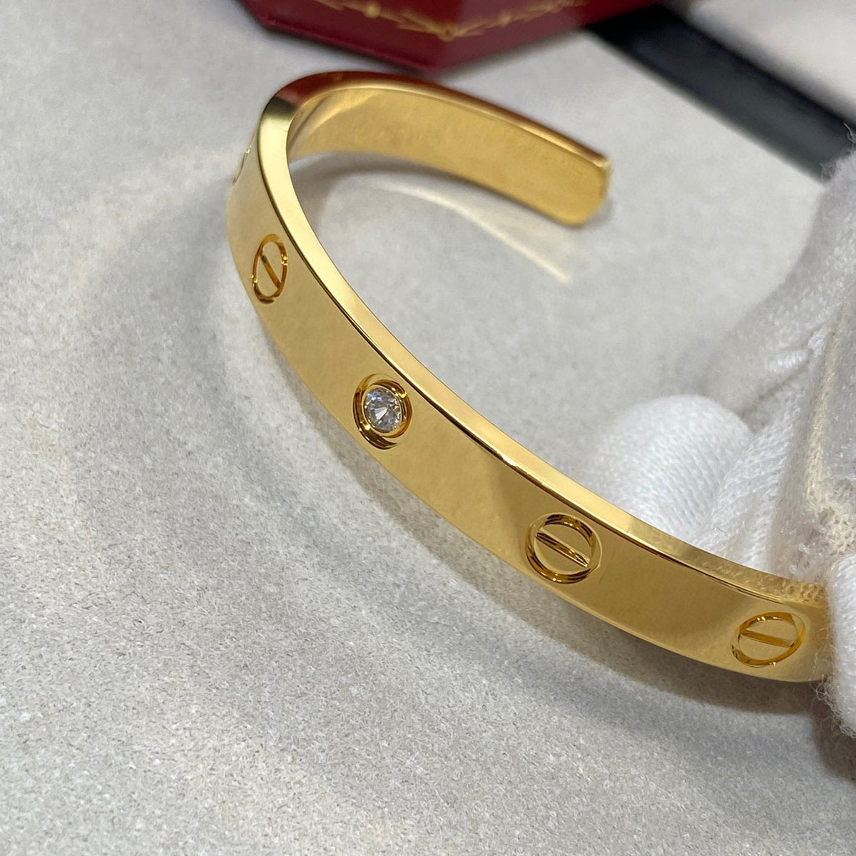 [⭐Mirelle]LOVE BRACELET 6.1MM 1 DIAMOND OPEN CUFF