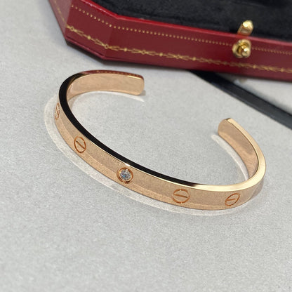 [⭐Mirelle]LOVE BRACELET 6.1MM 1 DIAMOND OPEN CUFF