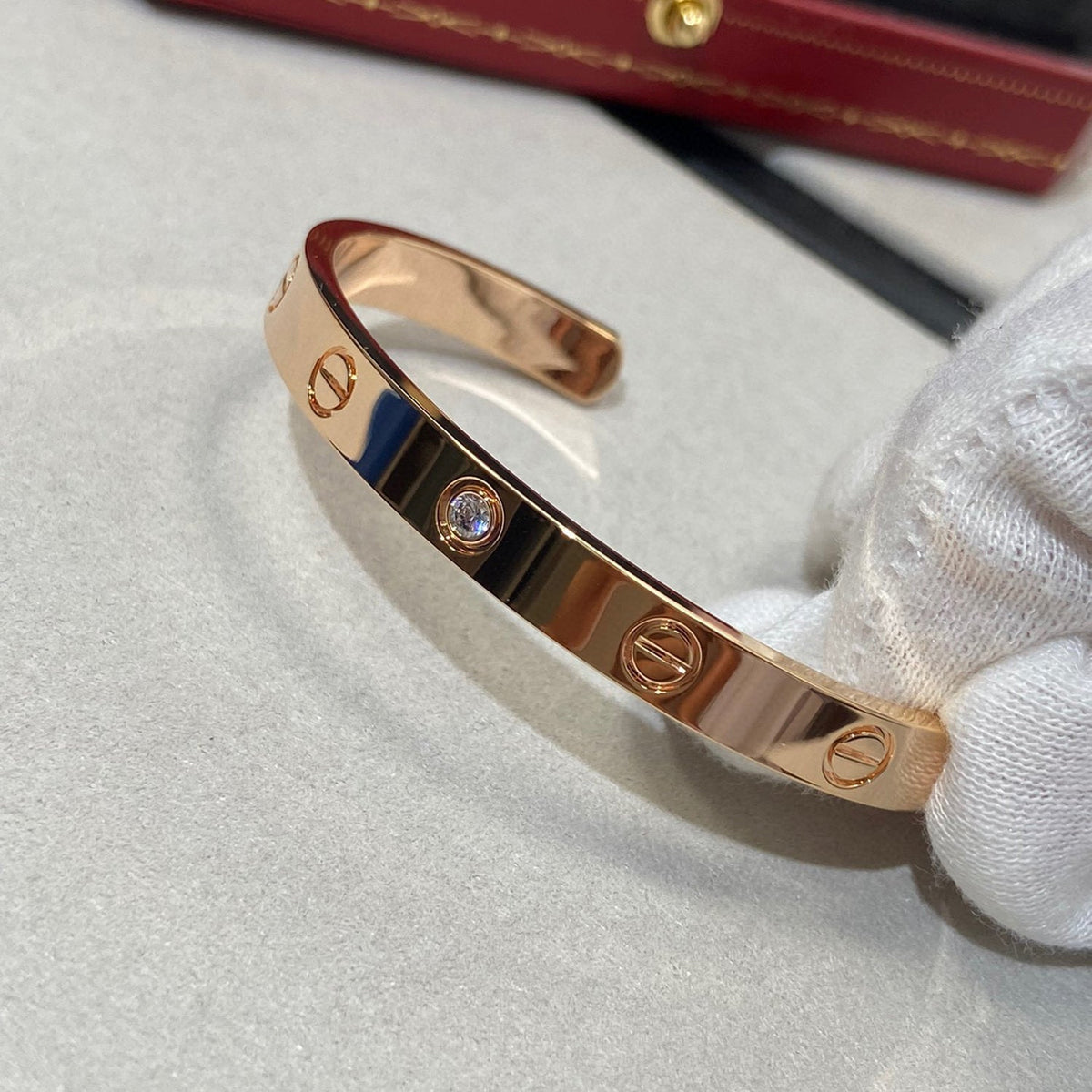 [⭐Mirelle]LOVE BRACELET 6.1MM 1 DIAMOND OPEN CUFF