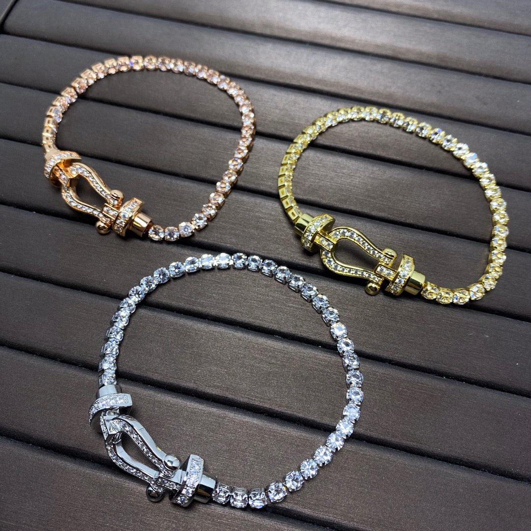 [⭐Mirelle]FORCE  LARGE HORSESHOE FULL DIAMOND TENNIS BRACELET