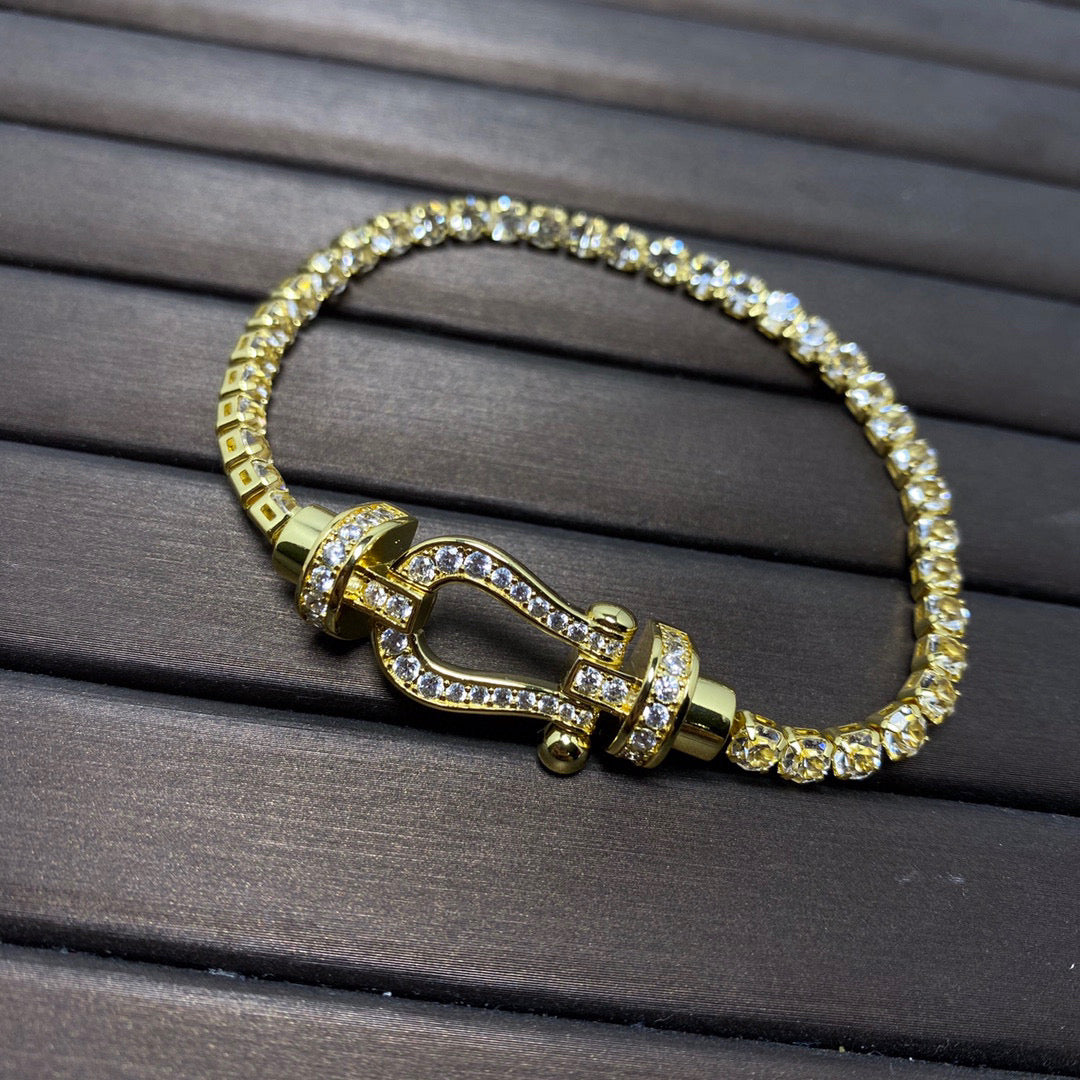 [⭐Mirelle]FORCE  LARGE HORSESHOE FULL DIAMOND TENNIS BRACELET