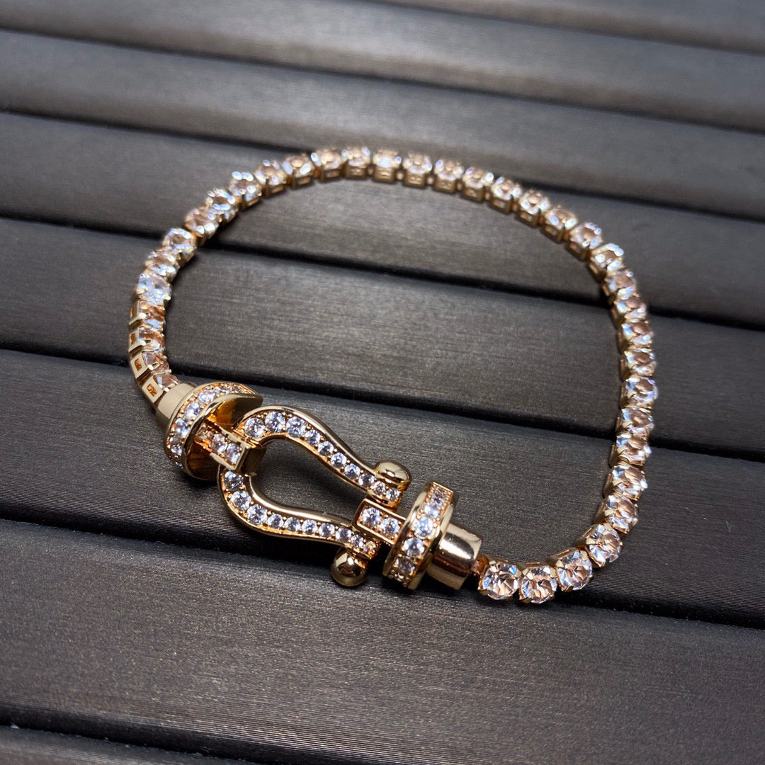 [⭐Mirelle]FORCE  LARGE HORSESHOE FULL DIAMOND TENNIS BRACELET