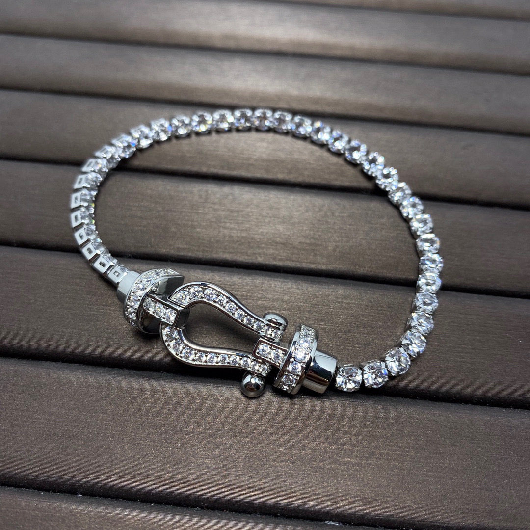 [⭐Mirelle]FORCE  LARGE HORSESHOE FULL DIAMOND TENNIS BRACELET
