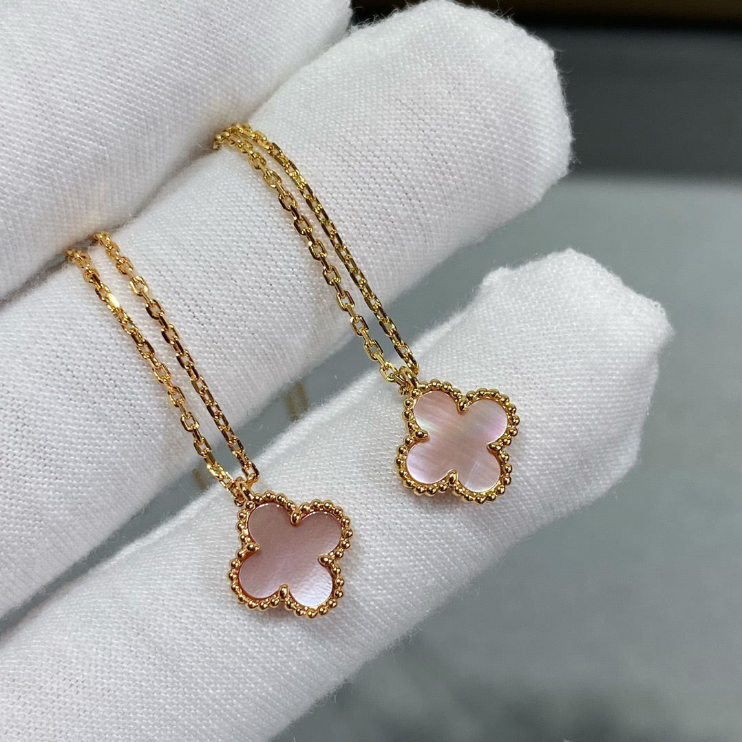 [⭐Mirelle]CLOVER 15MM PINK MOTHER-OF-PEARL SINGLE FLOWER NECKLACE