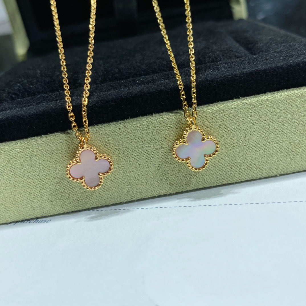 [⭐Mirelle]CLOVER 15MM PINK MOTHER-OF-PEARL SINGLE FLOWER NECKLACE