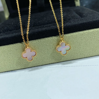 [⭐Mirelle]CLOVER 15MM PINK MOTHER-OF-PEARL SINGLE FLOWER NECKLACE