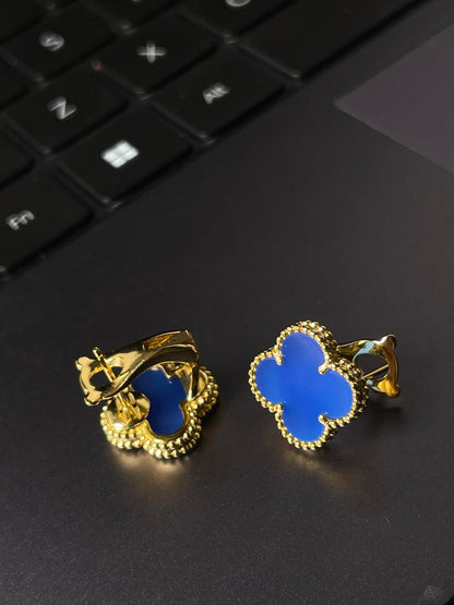 [⭐Mirelle] CLOVER LARGE (20mm) 1 MOTIFS BLUE MOP STUD EARRINGS