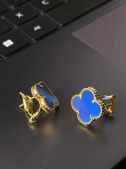 [⭐Mirelle] CLOVER LARGE (20mm) 1 MOTIFS BLUE MOP STUD EARRINGS