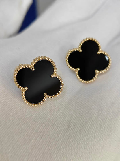 [⭐Mirelle]CLOVER 20MM BLACK MOP EARRINGS