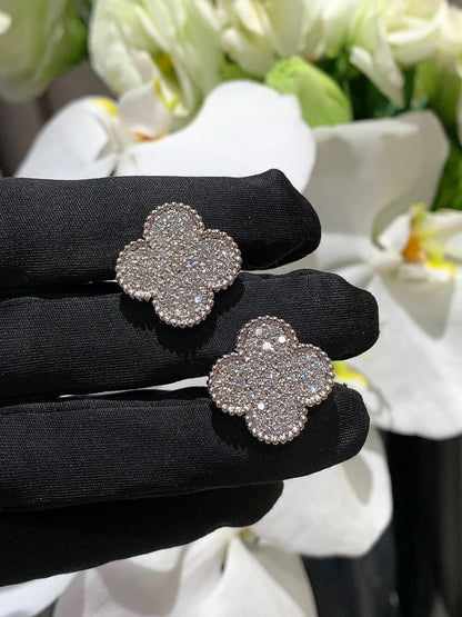 [⭐Mirelle]CLOVER 20MM MOTIFS DIAMOND STUD EARRINGS SILVER