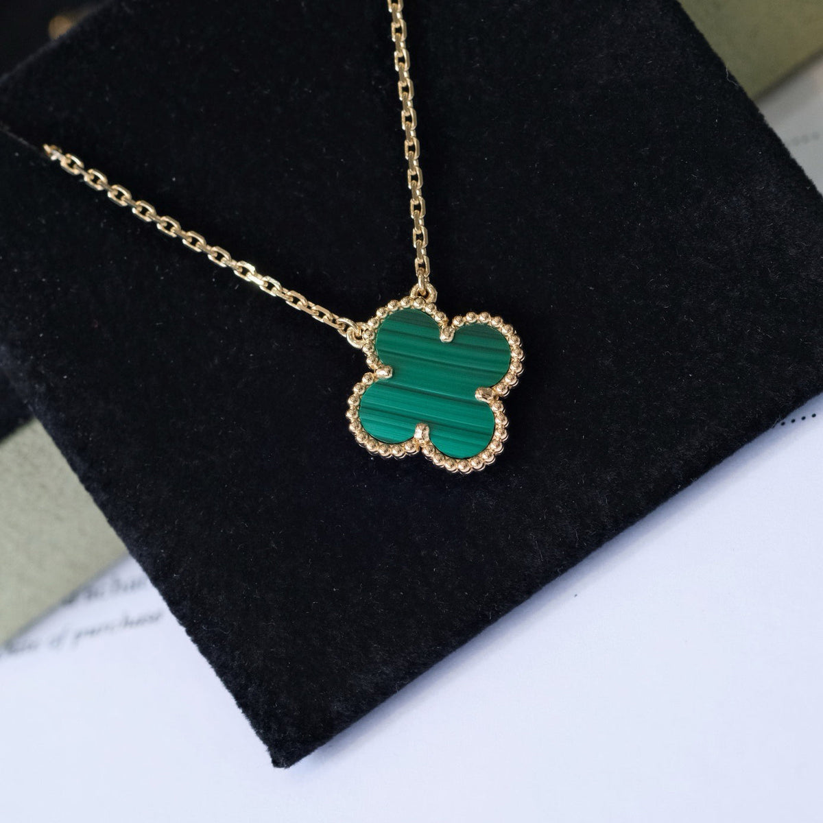 [⭐Mirelle]CLOVER 15MM MALACHITE SINGLE FLOWER  NECKLACE