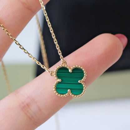 [⭐Mirelle]CLOVER 15MM MALACHITE SINGLE FLOWER  NECKLACE