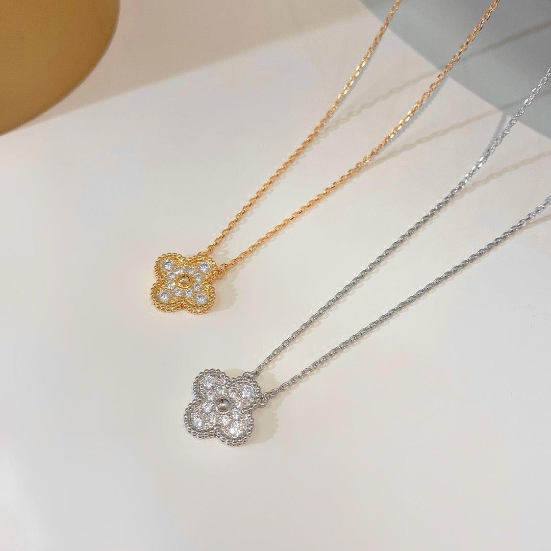 [⭐Mirelle]CLOVER 15MM DIAMOND SINGLE FLOWER NECKLACE