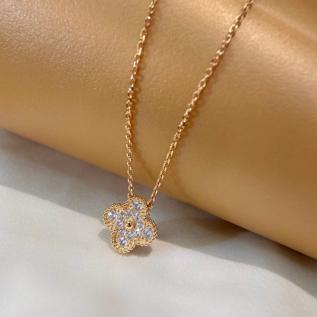 [⭐Mirelle]CLOVER 15MM DIAMOND SINGLE FLOWER NECKLACE
