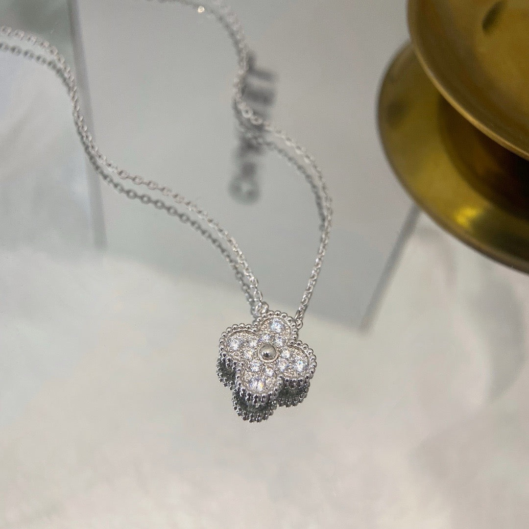 [⭐Mirelle]CLOVER 15MM DIAMOND SINGLE FLOWER NECKLACE
