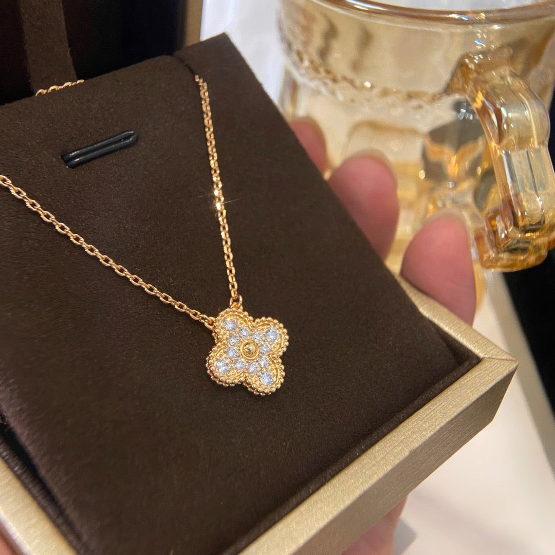[⭐Mirelle]CLOVER 15MM DIAMOND SINGLE FLOWER NECKLACE