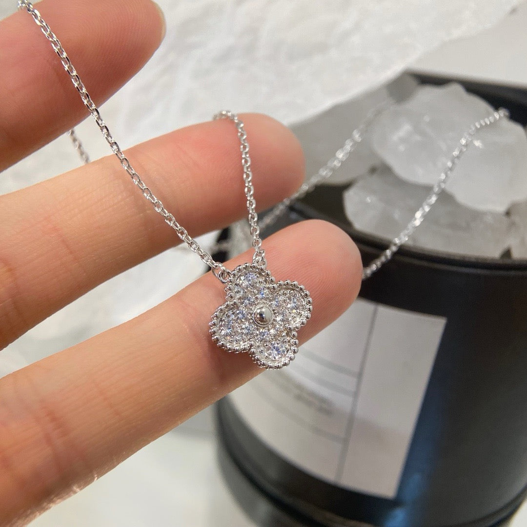 [⭐Mirelle]CLOVER 15MM DIAMOND SINGLE FLOWER NECKLACE