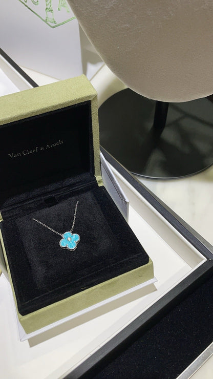 [⭐Mirelle]CLOVER 15MM DIAMOND SVRES PORCELAIN  NECKLACE SILVER