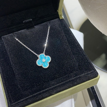 [⭐Mirelle]CLOVER 15MM DIAMOND SVRES PORCELAIN  NECKLACE SILVER