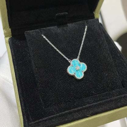 [⭐Mirelle]CLOVER 15MM DIAMOND SVRES PORCELAIN  NECKLACE SILVER