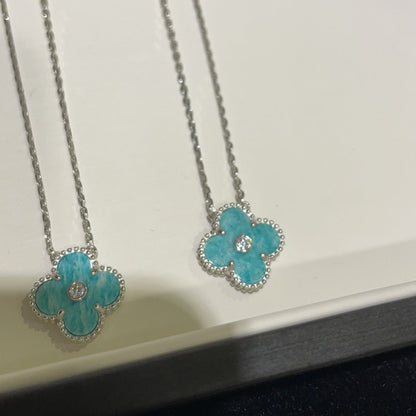 [⭐Mirelle]CLOVER 15MM DIAMOND SVRES PORCELAIN  NECKLACE SILVER