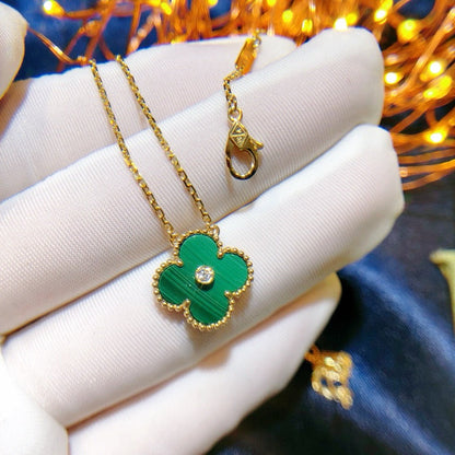 [⭐Mirelle]CLOVER 15MM DIAMOND TURQUOISE NECKLACE