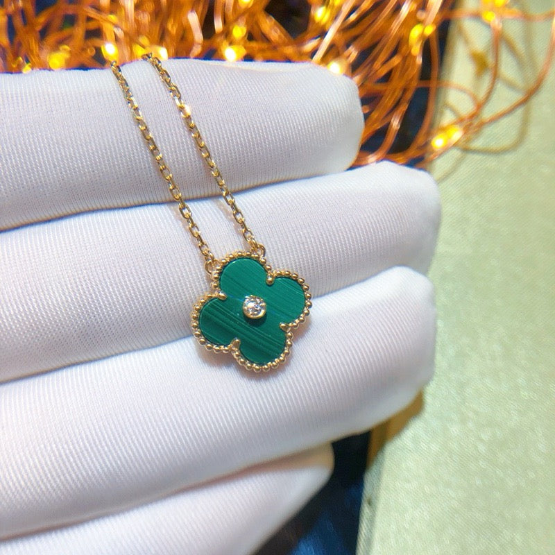 [⭐Mirelle]CLOVER 15MM DIAMOND TURQUOISE NECKLACE