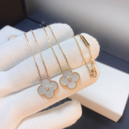 [⭐Mirelle]CLOVER 15MM DIAMOND WHITE FRITILLARIA NECKLACE