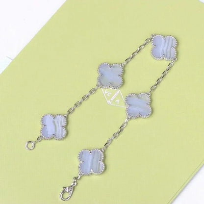 [⭐Mirelle] CLOVER 5 MOTIF PURPLE CHALCEDONY BRACELET COLLECTION