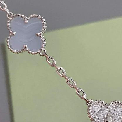[⭐Mirelle] CLOVER 5 MOTIF PURPLE CHALCEDONY BRACELET COLLECTION