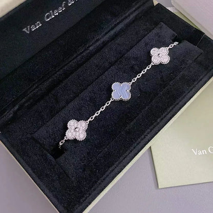 [⭐Mirelle] CLOVER 5 MOTIF PURPLE CHALCEDONY BRACELET COLLECTION