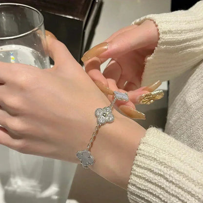 [⭐Mirelle] CLOVER 5 MOTIF PURPLE CHALCEDONY BRACELET COLLECTION